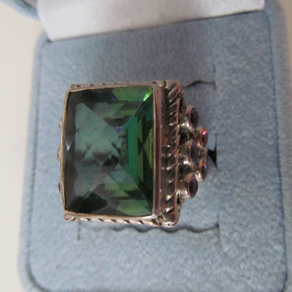 NICKY BUTLER SILVER GREEN QUARTZ/MULTISTONES RING